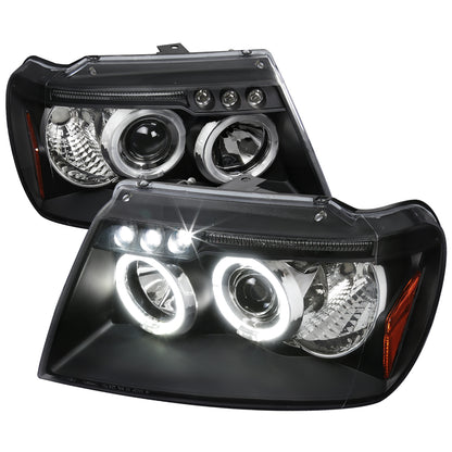 1999-2004 Jeep Grand Cherokee Dual Halo Projector Headlights (Matte Black Housing/Clear Lens)
