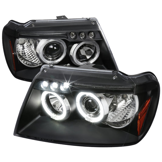1999-2004 Jeep Grand Cherokee Dual Halo Projector Headlights (Matte Black Housing/Clear Lens)