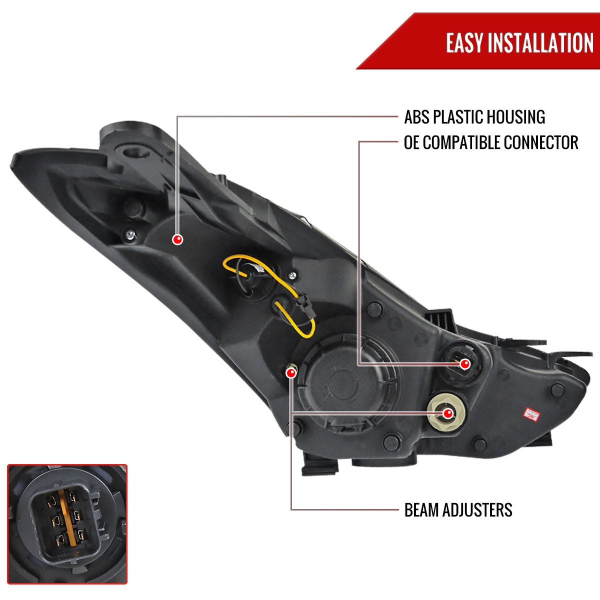 2011-2013 Hyundai Elantra Projector Headlights w/ LED Bar (Glossy Black Housing/Smoked Lens)