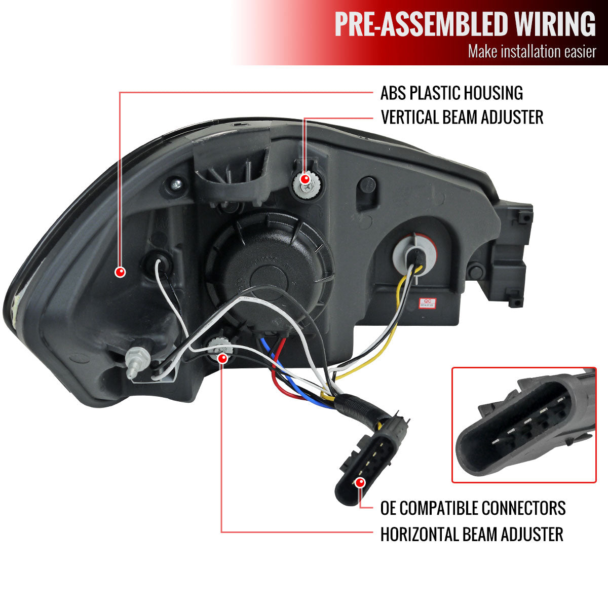 2006-2013 Chevrolet Impala / 2014-2015 Impala Limited / 2006-2007 Monte Carlo LED Bar Projector Headlights (Jet Black Housing/Clear Lens)