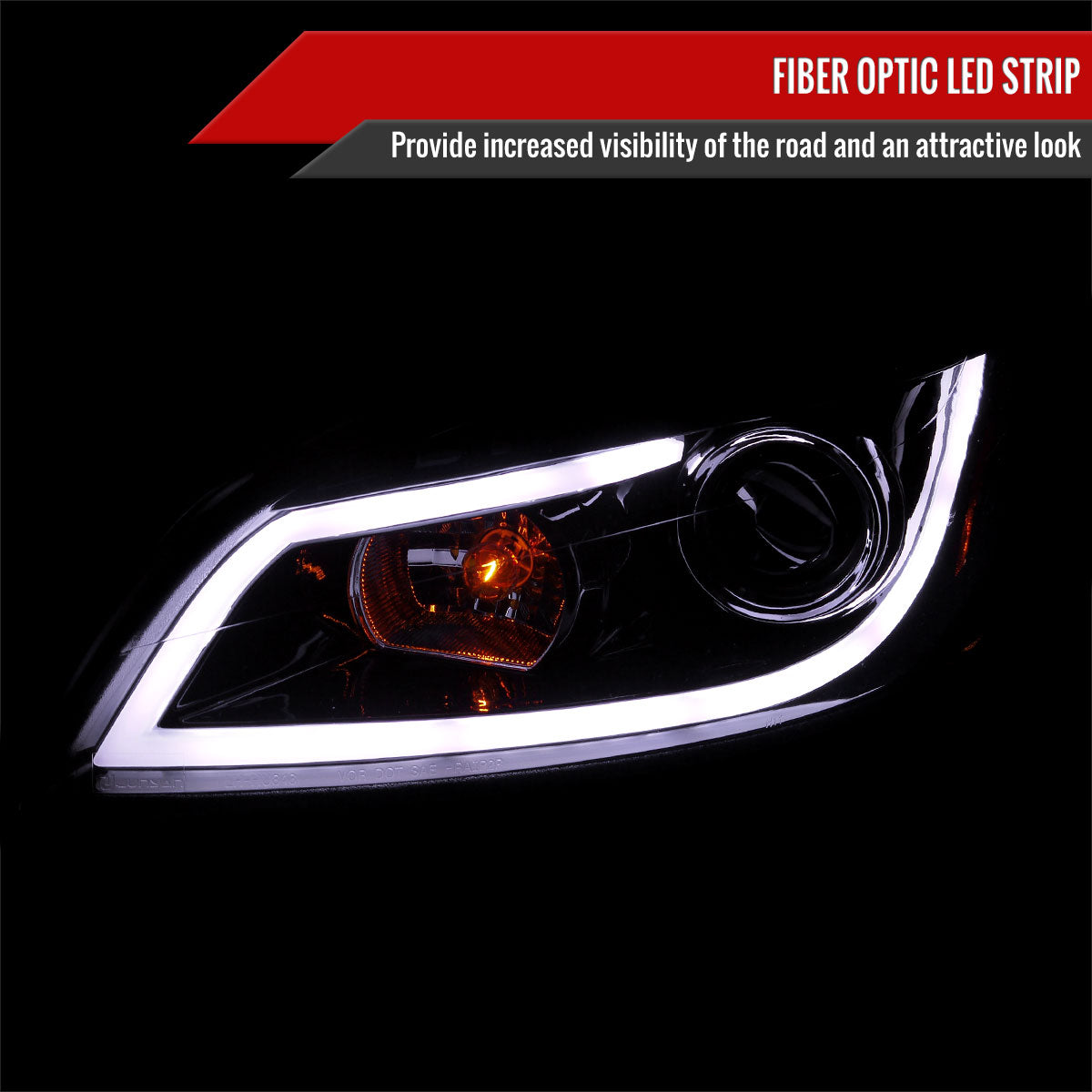2006-2013 Chevrolet Impala / 2014-2015 Impala Limited / 2006-2007 Monte Carlo LED Bar Projector Headlights (Glossy Black Housing/Smoked Lens)