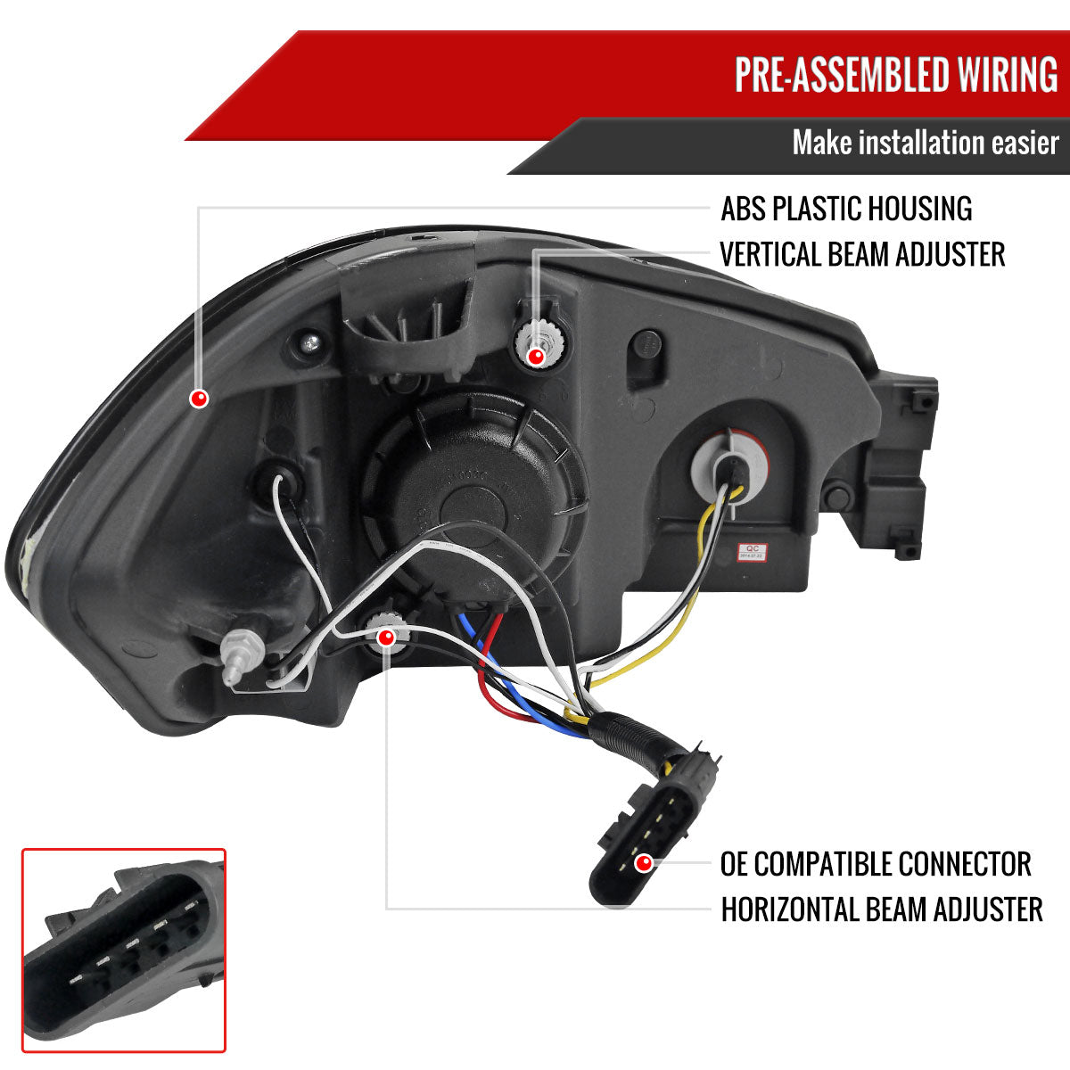 2006-2013 Chevrolet Impala / 2014-2015 Impala Limited / 2006-2007 Monte Carlo LED Bar Projector Headlights (Glossy Black Housing/Smoked Lens)