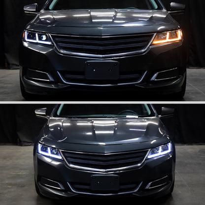 2014-2020 Chevy Impala Full LED DRL Sequential Headlights (Black Housing / Smoked Lens)