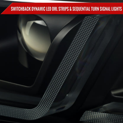 2014-2020 Chevy Impala Full LED DRL Sequential Headlights (Black Housing / Smoked Lens)
