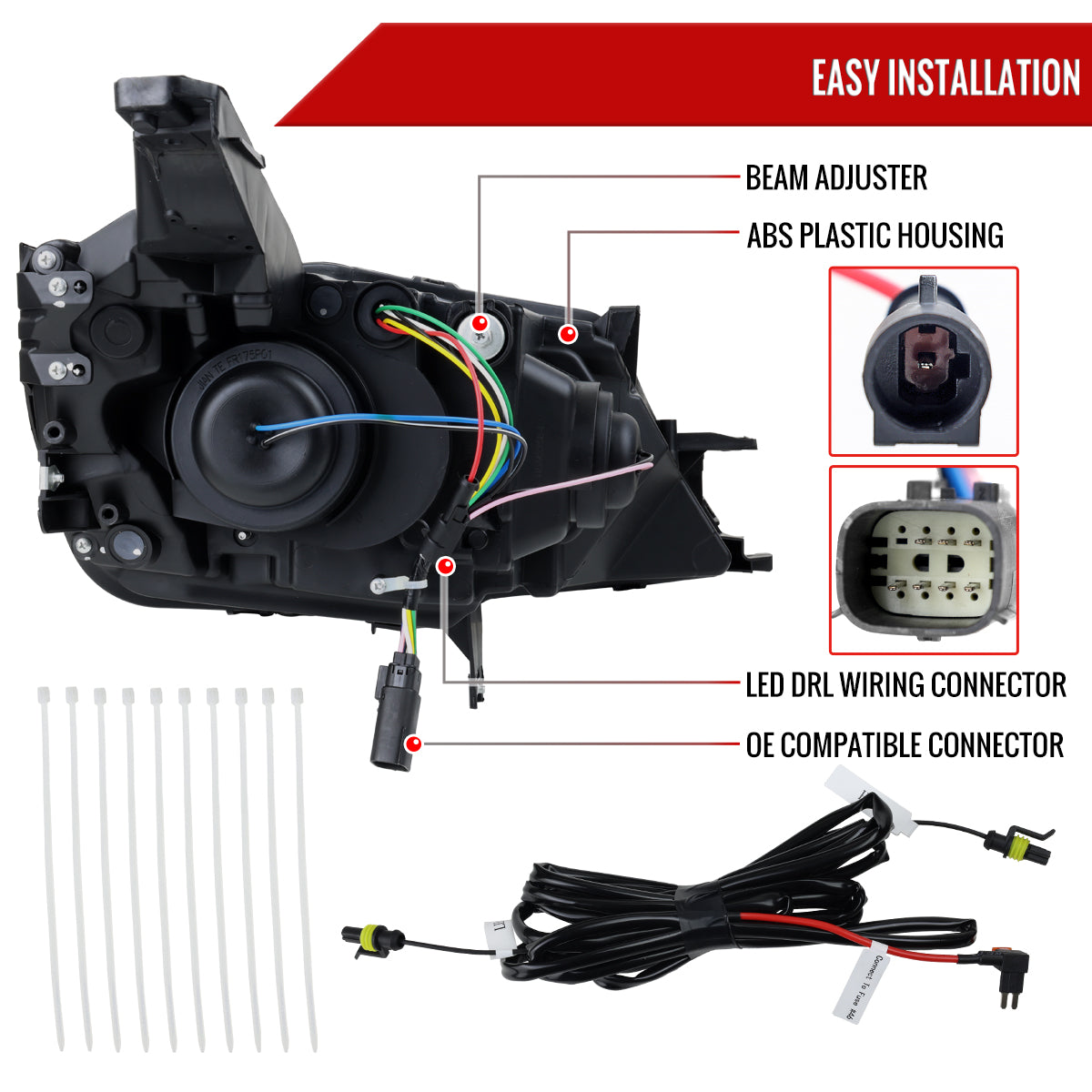 2014-2020 Chevy Impala Full LED DRL Sequential Headlights (Black Housing / Smoked Lens)
