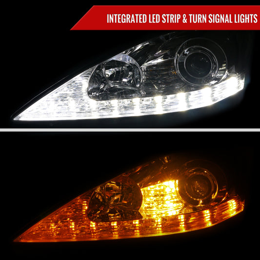 2006-2010 Lexus IS250/IS350 SMD LED Light Strip Projector Headlights (Chrome Housing/Clear Lens)