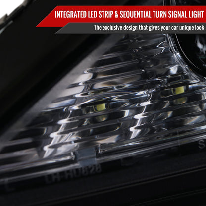 2006-2010 Lexus IS250/IS350 SMD LED Light Strip Projector Headlights w/ Sequential Turn Signals (Glossy Black Housing/Smoked Lens)