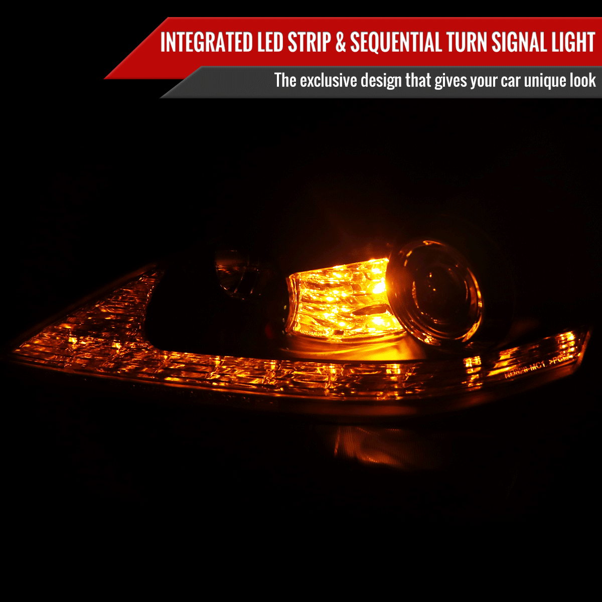 2006-2010 Lexus IS250/IS350 SMD LED Light Strip Projector Headlights w/ Sequential Turn Signals (Matte Black Housing/Clear Lens)