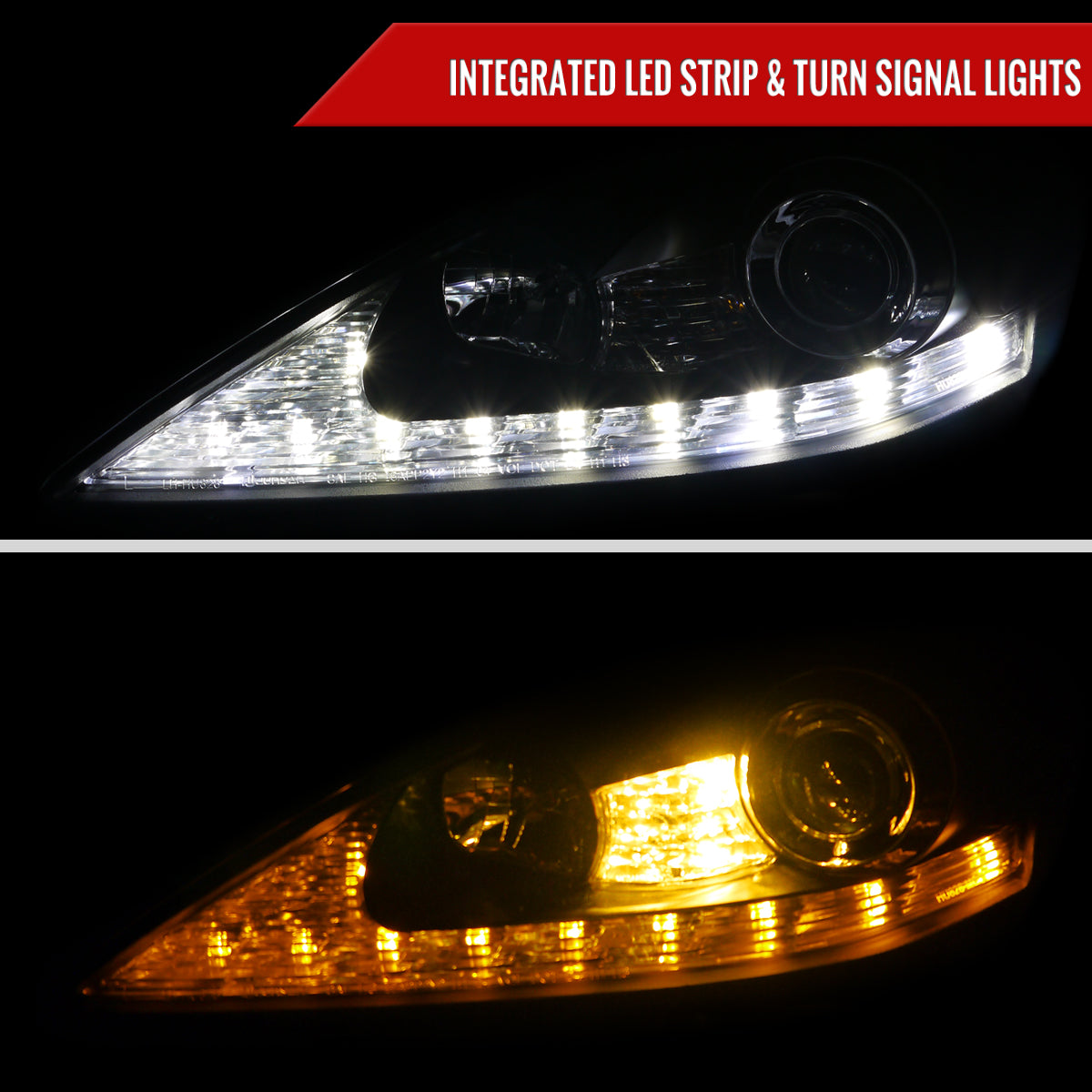 2006-2010 Lexus IS250/IS350 SMD LED Light Strip Projector Headlights w/ LED Turn Signal Lights (Matte Black Housing/Clear Lens)