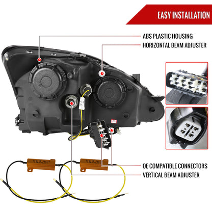 2006-2010 Lexus IS250/IS350 SMD LED Light Strip Projector Headlights w/ LED Turn Signal Lights (Matte Black Housing/Clear Lens)