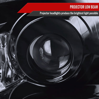 2001-2005 Lexus IS300 Projector Headlights w/ LED Light Strip & LED Turn Signal Lights (Glossy Black Housing/Smoked Lens)