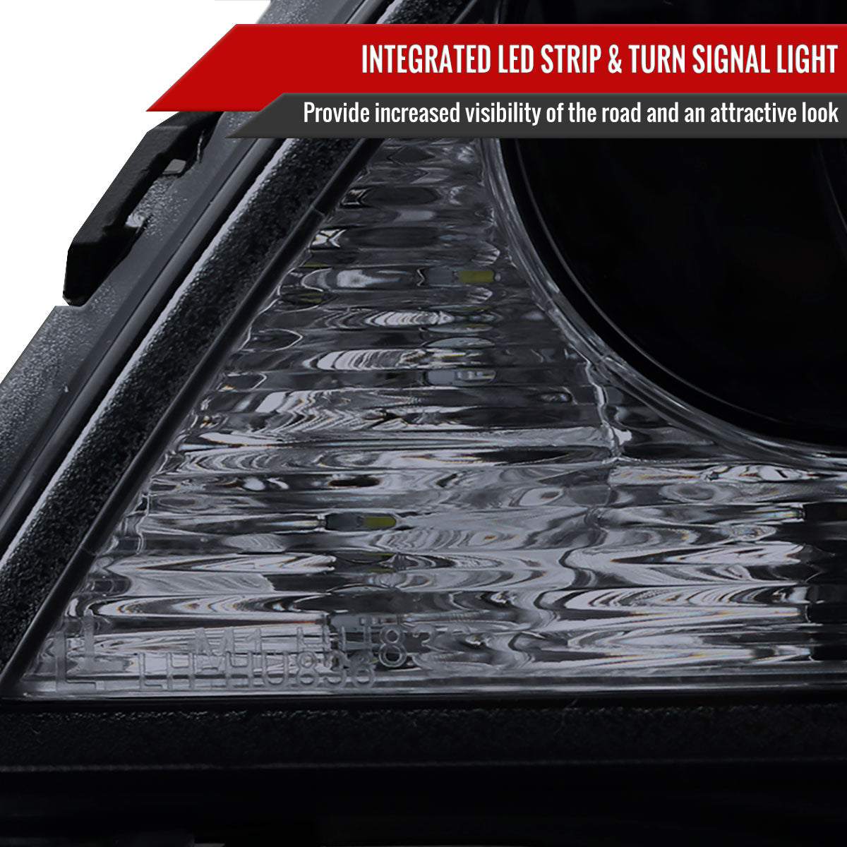 2001-2005 Lexus IS300 Projector Headlights w/ LED Light Strip & LED Turn Signal Lights (Glossy Black Housing/Smoked Lens)