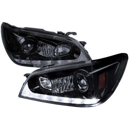 2001-2005 Lexus IS300 Projector Headlights w/ LED Light Strip & LED Turn Signal Lights (Glossy Black Housing/Smoked Lens)
