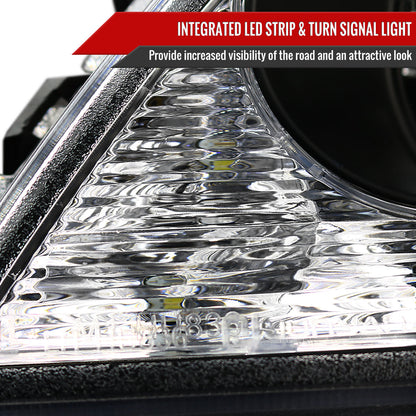 2001-2005 Lexus IS300 Projector Headlights w/ LED Light Strip & LED Turn Signal Lights (Matte Black Housing/Clear Lens)