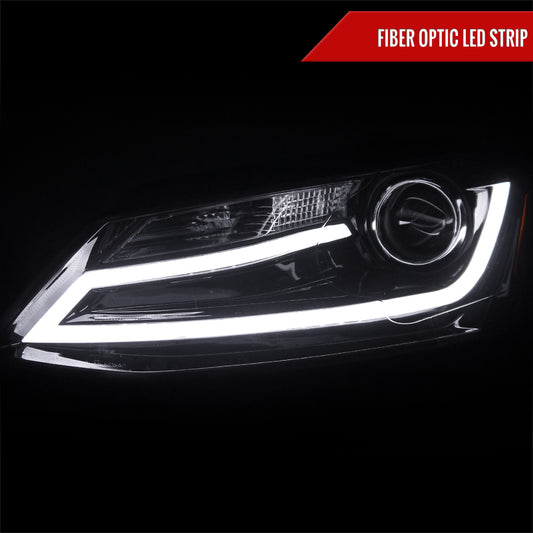 2011-2018 Volkswagen Jetta MK6 LED Bar Projector Headlights (Glossy Black Housing/Smoked Lens)