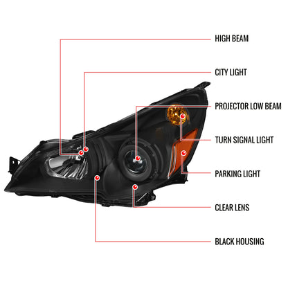 2010-2014 Subaru Legacy/Outback Projector Headlights (Matte Black Housing/Clear Lens)