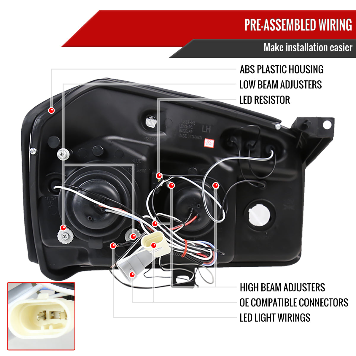 2005-2007 Dodge Magnum Dual Halo Projector Headlights (Jet Black Housing/Clear Lens)