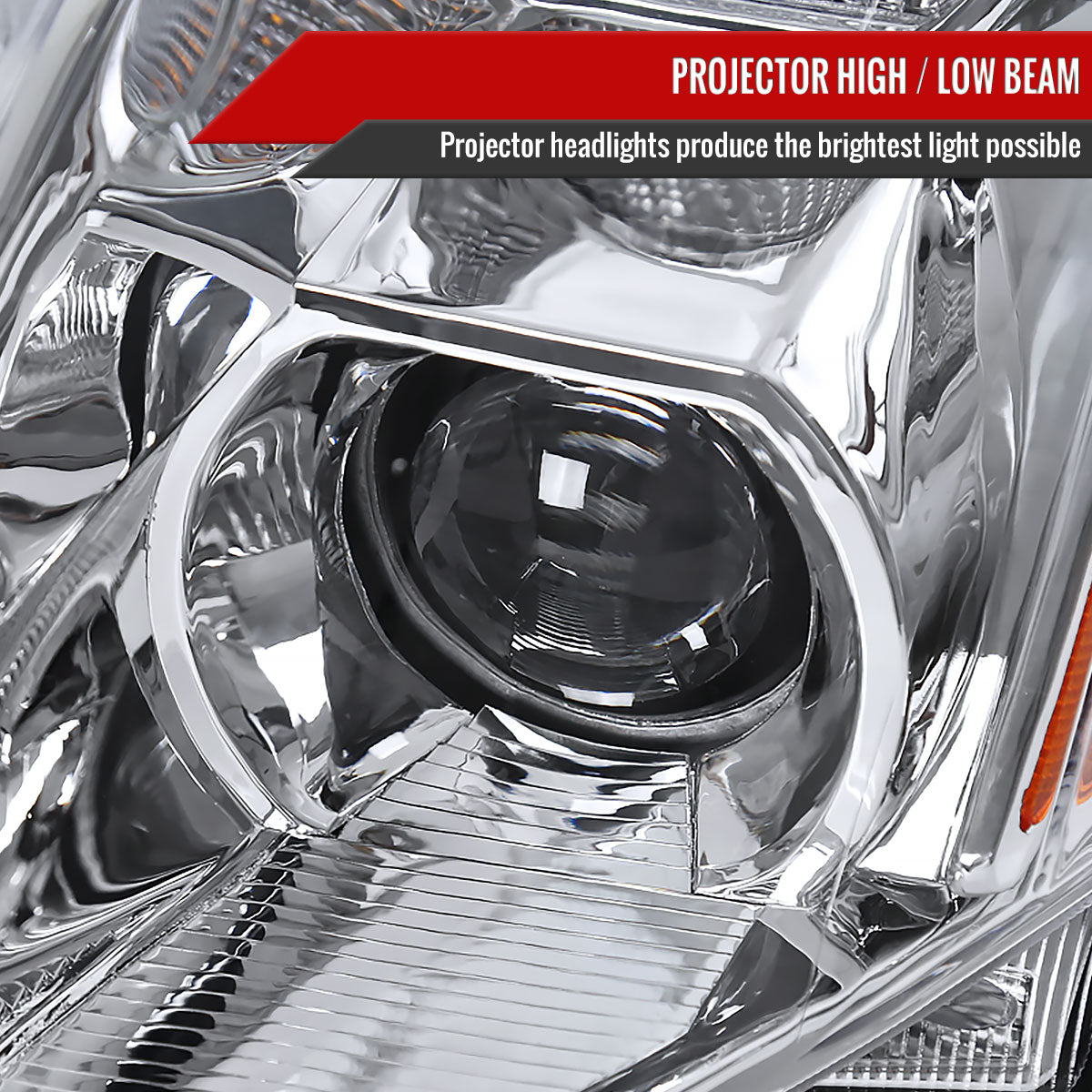 2004-2006 Nissan Maxima Projector Headlights w/ Amber Reflectors (Chrome Housing/Clear Lens)