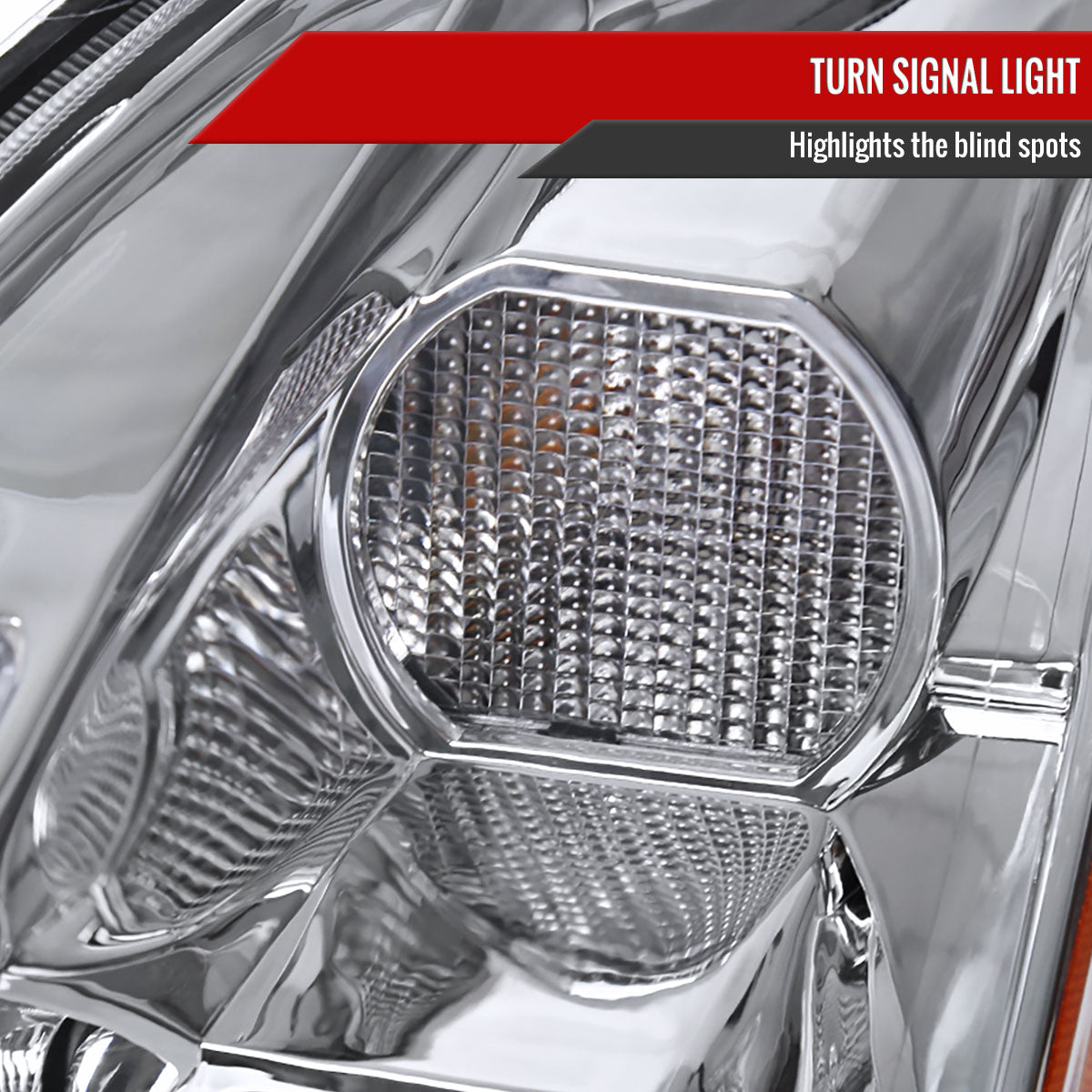 2004-2006 Nissan Maxima Projector Headlights w/ Amber Reflectors (Chrome Housing/Clear Lens)