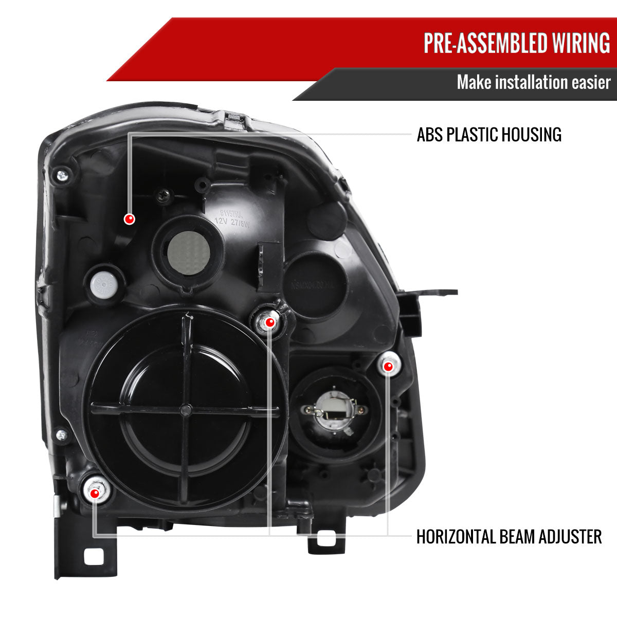 2004-2006 Nissan Maxima Projector Headlights w/ Amber Reflectors (Chrome Housing/Clear Lens)