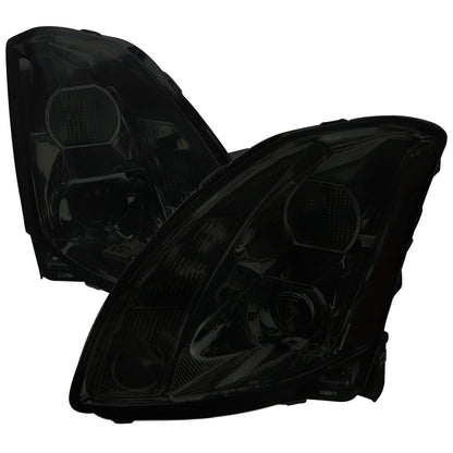 2004-2006 Nissan Maxima Projector Headlights w/ Amber Reflectors (Chrome Housing/Smoked Lens)