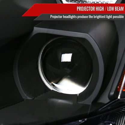 2004-2006 Nissan Maxima Projector Headlights w/ Amber Reflectors (Matte Black Housing/Clear Lens)