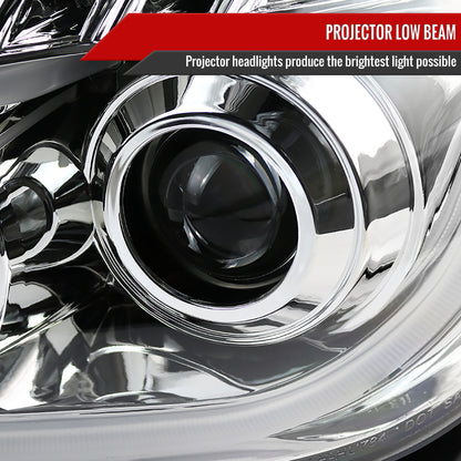 2008-2012 Chevrolet Malibu LS LT LTZ Hybrid LED Bar Projector Headlights w/ LED Turn Signal Lights (Chrome Housing/Clear Lens)