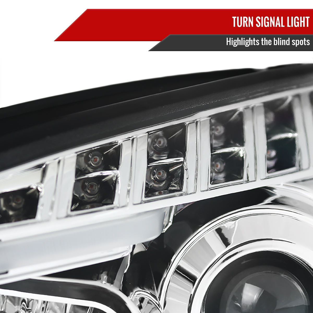 2008-2012 Chevrolet Malibu LS LT LTZ Hybrid LED Bar Projector Headlights w/ LED Turn Signal Lights (Chrome Housing/Clear Lens)