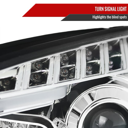 2008-2012 Chevrolet Malibu LS LT LTZ Hybrid LED Bar Projector Headlights w/ LED Turn Signal Lights (Chrome Housing/Clear Lens)