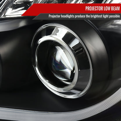 2008-2012 Chevrolet Malibu LS LT LTZ Hybrid LED Bar Projector Headlights w/ LED Turn Signal Lights (Matte Black Housing/Clear Lens)