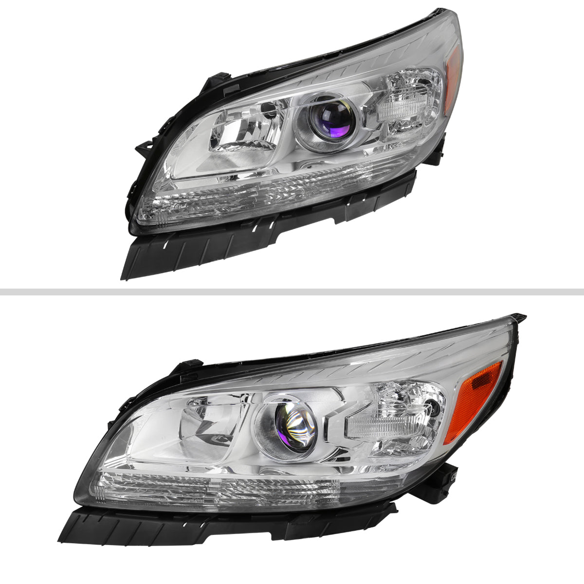 2013-2015 Chevrolet Malibu / 2016 Malibu Limited Projector Headlights w/ Amber Reflectors (Chrome Housing/Clear Lens)