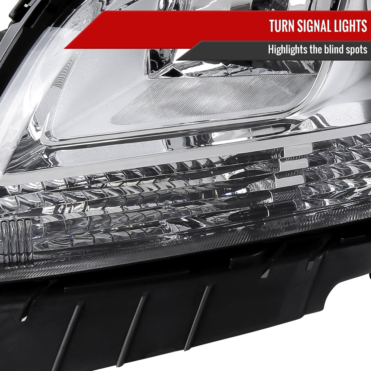 2013-2015 Chevrolet Malibu / 2016 Malibu Limited Projector Headlights w/ Amber Reflectors (Chrome Housing/Clear Lens)