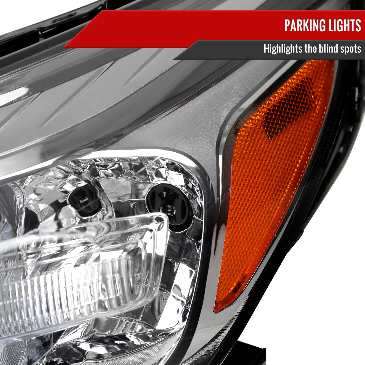 2013-2015 Chevrolet Malibu / 2016 Malibu Limited Projector Headlights w/ Amber Reflectors (Chrome Housing/Clear Lens)