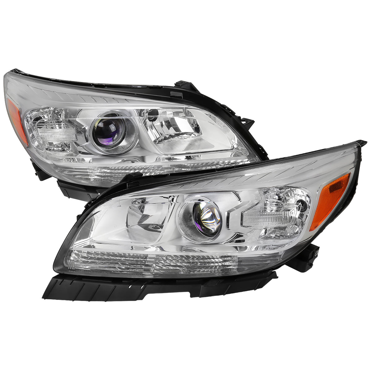 2013-2015 Chevrolet Malibu / 2016 Malibu Limited Projector Headlights w/ Amber Reflectors (Chrome Housing/Clear Lens)