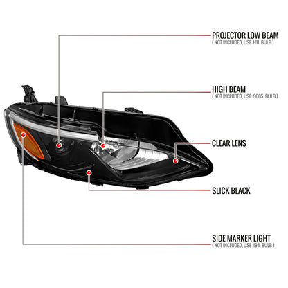 2019-2024 Chevrolet Malibu Factory Style Projector Right Passenger Side Headlight (Glossy Black Housing/Clear Lens)