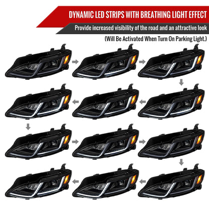 2019-2024 Chevrolet Malibu Switchback Sequential LED Turn Signal Projector Headlights (Matte Black Housing/Clear Lens)