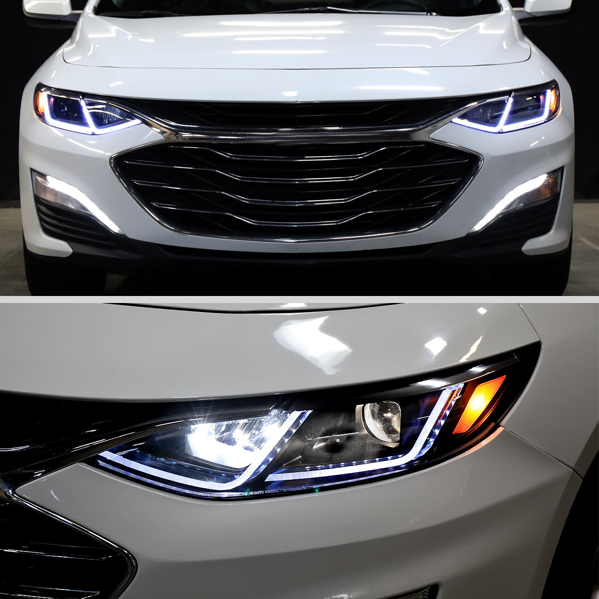 2019-2024 Chevrolet Malibu Switchback Sequential LED Turn Signal Projector Headlights (Matte Black Housing/Clear Lens)