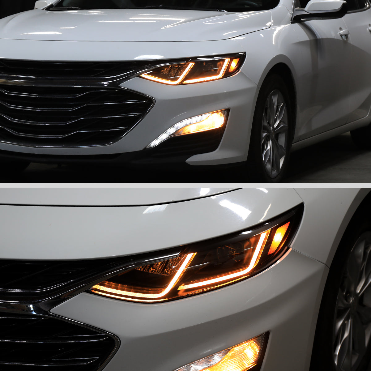 2019-2024 Chevrolet Malibu Switchback Sequential LED Turn Signal Projector Headlights (Matte Black Housing/Clear Lens)
