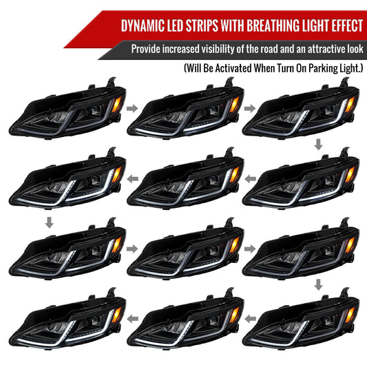 2019-2024 Chevrolet Malibu Switchback Sequential LED Turn Signal Projector Headlights (Matte Black Housing/Smoked Lens)