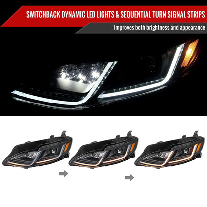 2019-2024 Chevrolet Malibu Switchback Sequential LED Turn Signal Projector Headlights (Matte Black Housing/Smoked Lens)