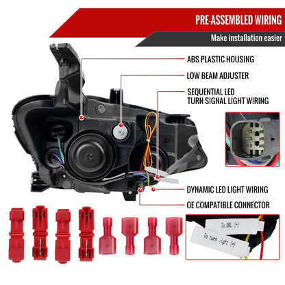 2019-2024 Chevrolet Malibu Switchback Sequential LED Turn Signal Projector Headlights (Matte Black Housing/Clear Lens)