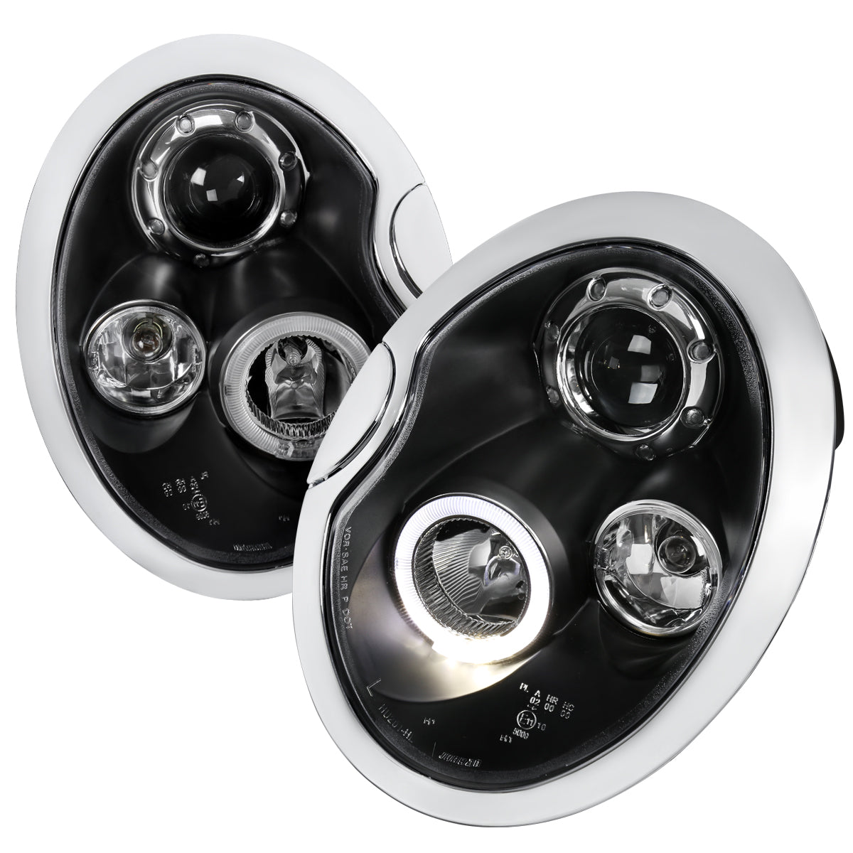 Mini R50 Headlights 2002-2008 Mini Cooper R50 R53 R52 Single Halo Projector Headlights (Ma ...
