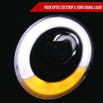 2007-2015 Mini Cooper R55 R56 R57 R58 R59 Projector Headlights w/ LED Turn Signal Lights (Glossy Black Housing/Smoked Lens)