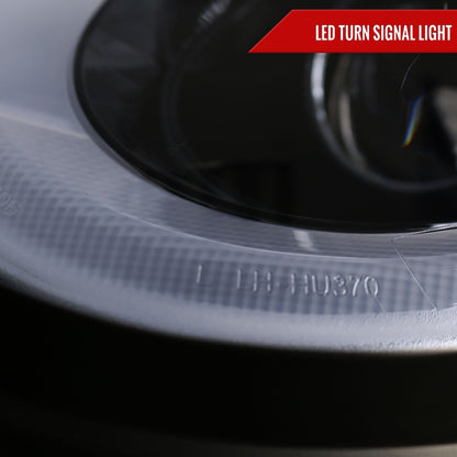 2007-2015 Mini Cooper R55 R56 R57 R58 R59 Projector Headlights w/ LED Turn Signal Lights (Glossy Black Housing/Smoked Lens)