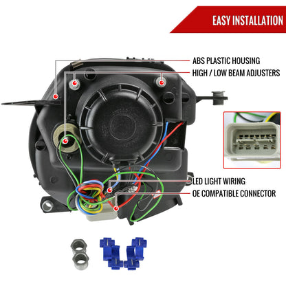 2007-2015 Mini Cooper R55 R56 R57 R58 R59 Projector Headlights w/ LED Turn Signal Lights (Glossy Black Housing/Smoked Lens)