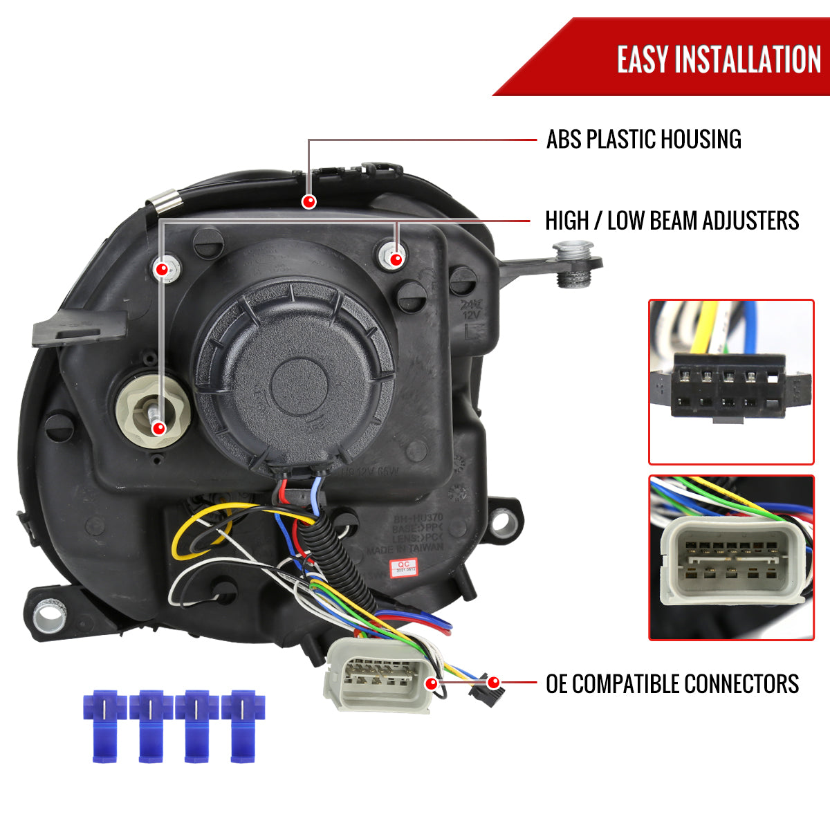 2007-2015 Mini Cooper R55 R56 R57 R58 R59 Single Halo Projector Headlights (Matte Black Housing/Clear Lens)