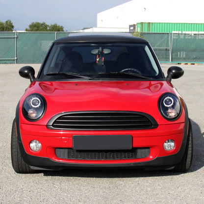 2007-2015 Mini Cooper R55 R56 R57 R58 R59 Single Halo Projector Headlights (Matte Black Housing/Clear Lens)