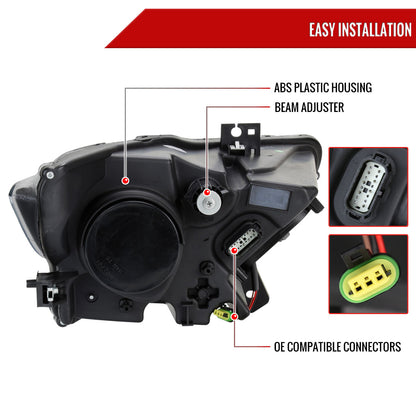 2015-2017 Ford Mustang / 2018-2020 Mustang Shelby LED Strip Xenon HID Projector Headlights - Driver Side Only (Matte Black Housing/Clear Lens)