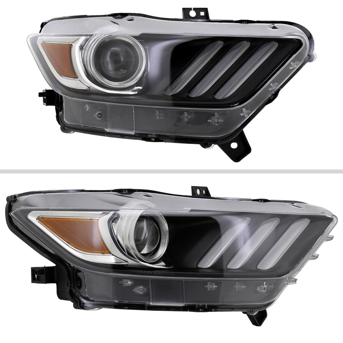 2015-2017 Ford Mustang / 2018-2020 Mustang Shelby LED Strip Xenon HID Projector Headlights - Passenger Side Only (Matte Black Housing/Clear Lens)