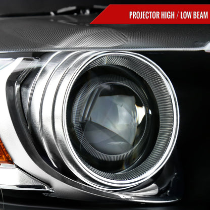 2015-2017 Ford Mustang / 2018-2020 Mustang Shelby LED Strip Xenon HID Projector Headlights - Passenger Side Only (Matte Black Housing/Clear Lens)